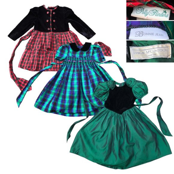 Vintage Bonnie Jean Tartan Plaid Taffeta Formal Holiday Christmas Party Dress 6 - Picture 7 of 15